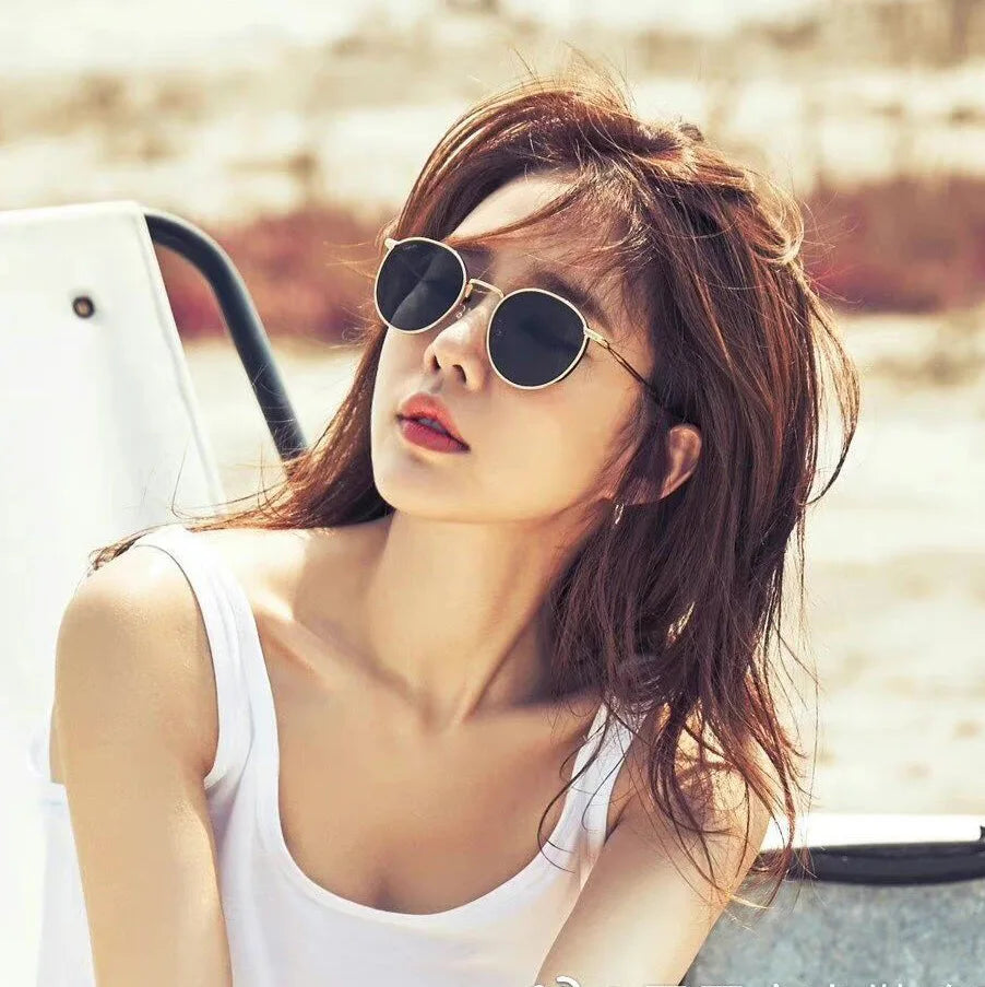 Wholesale Popular Korean Version Quality Fashion Personality Custom logo Women Shades Uv400 Simple Small Frame Round Sunglasses