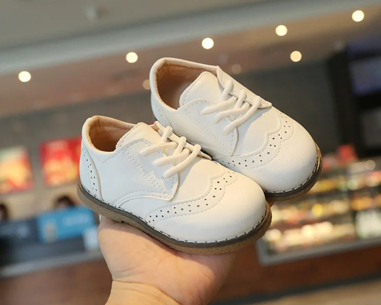 Meckior Kids Shoes Girl New Sneakers Baby Boy Girl Leather Shoes British Style Rubber Sole Baby Shoes Children's Dress Shoes