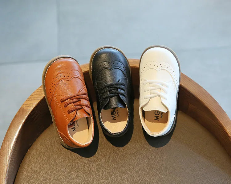 Meckior Kids Shoes Girl New Sneakers Baby Boy Girl Leather Shoes British Style Rubber Sole Baby Shoes Children's Dress Shoes