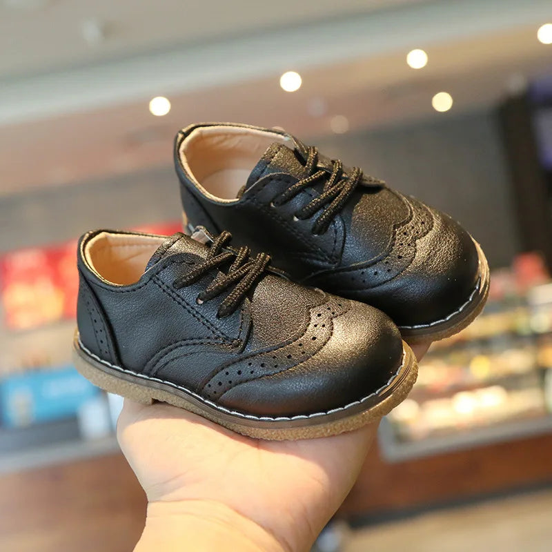 Meckior Kids Shoes Girl New Sneakers Baby Boy Girl Leather Shoes British Style Rubber Sole Baby Shoes Children's Dress Shoes