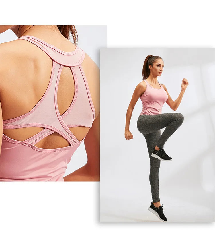 Women Yoga Vest Sexy Back Hollow Gym Sleeveless Shirt Fitness Sport Tops Quick Dry Breathable Pilate Running Singlet Custom Logo