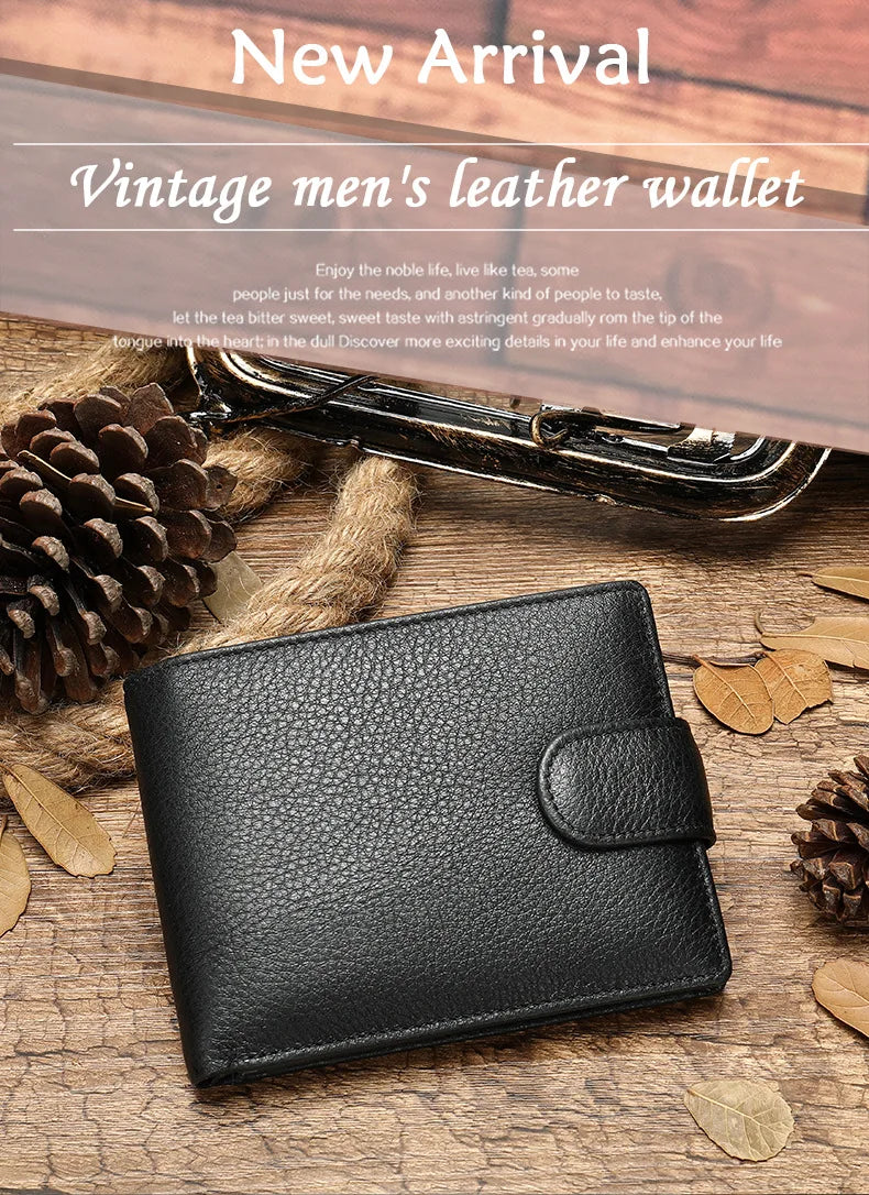 New Men Wallets Leather Card Holder High Quality Hasp Male Purses Long Genuine Leather Vintage Men Wallet Money Clips
