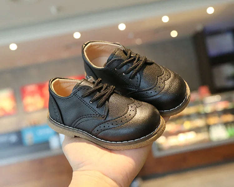 Meckior Kids Shoes Girl New Sneakers Baby Boy Girl Leather Shoes British Style Rubber Sole Baby Shoes Children's Dress Shoes