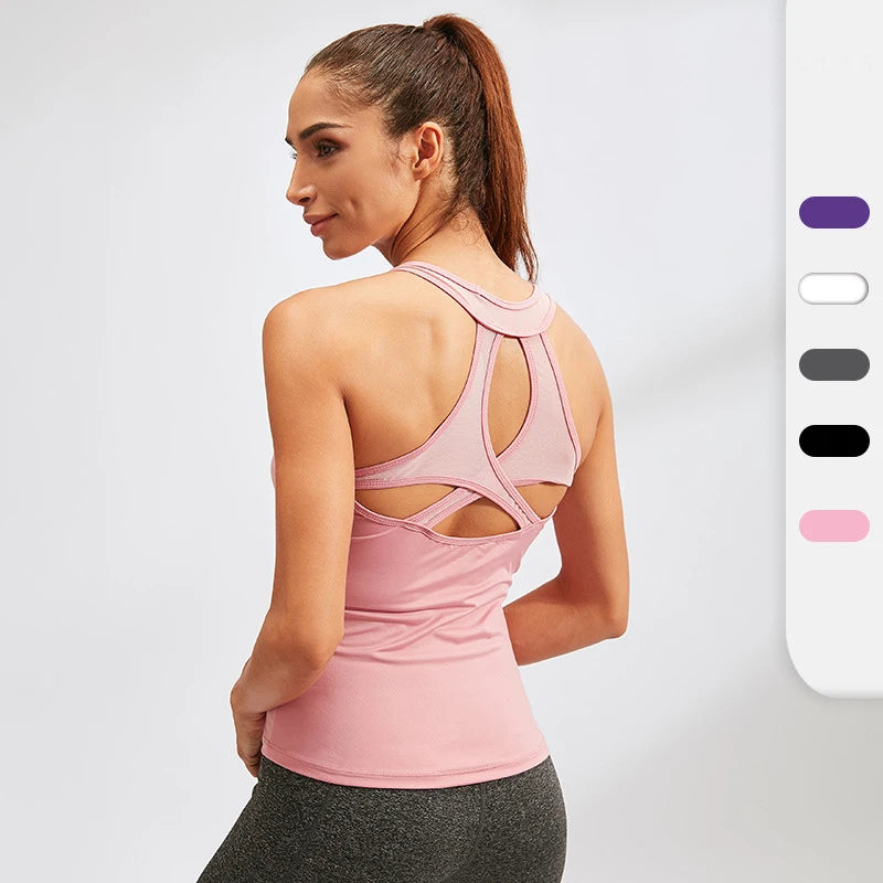 Women Yoga Vest Sexy Back Hollow Gym Sleeveless Shirt Fitness Sport Tops Quick Dry Breathable Pilate Running Singlet Custom Logo