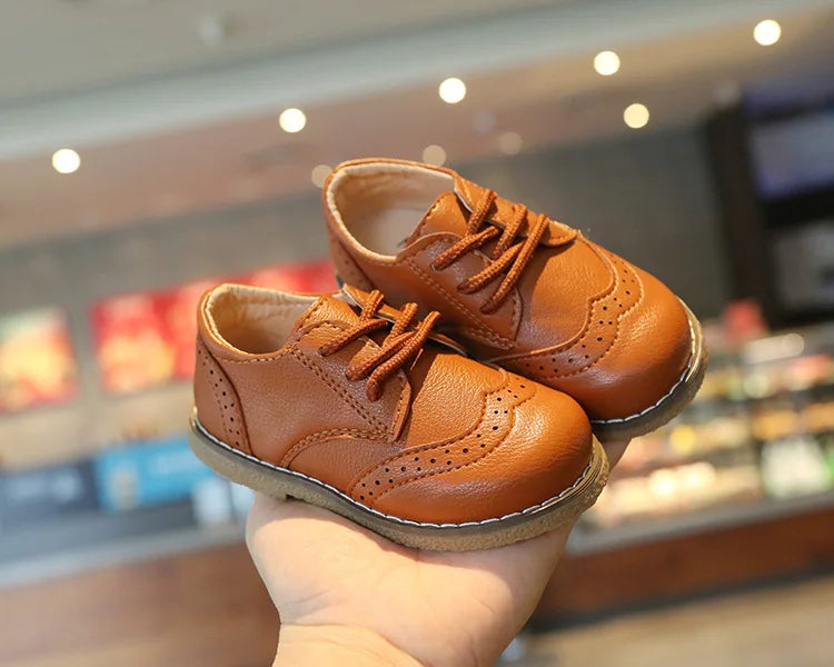 Meckior Kids Shoes Girl New Sneakers Baby Boy Girl Leather Shoes British Style Rubber Sole Baby Shoes Children's Dress Shoes