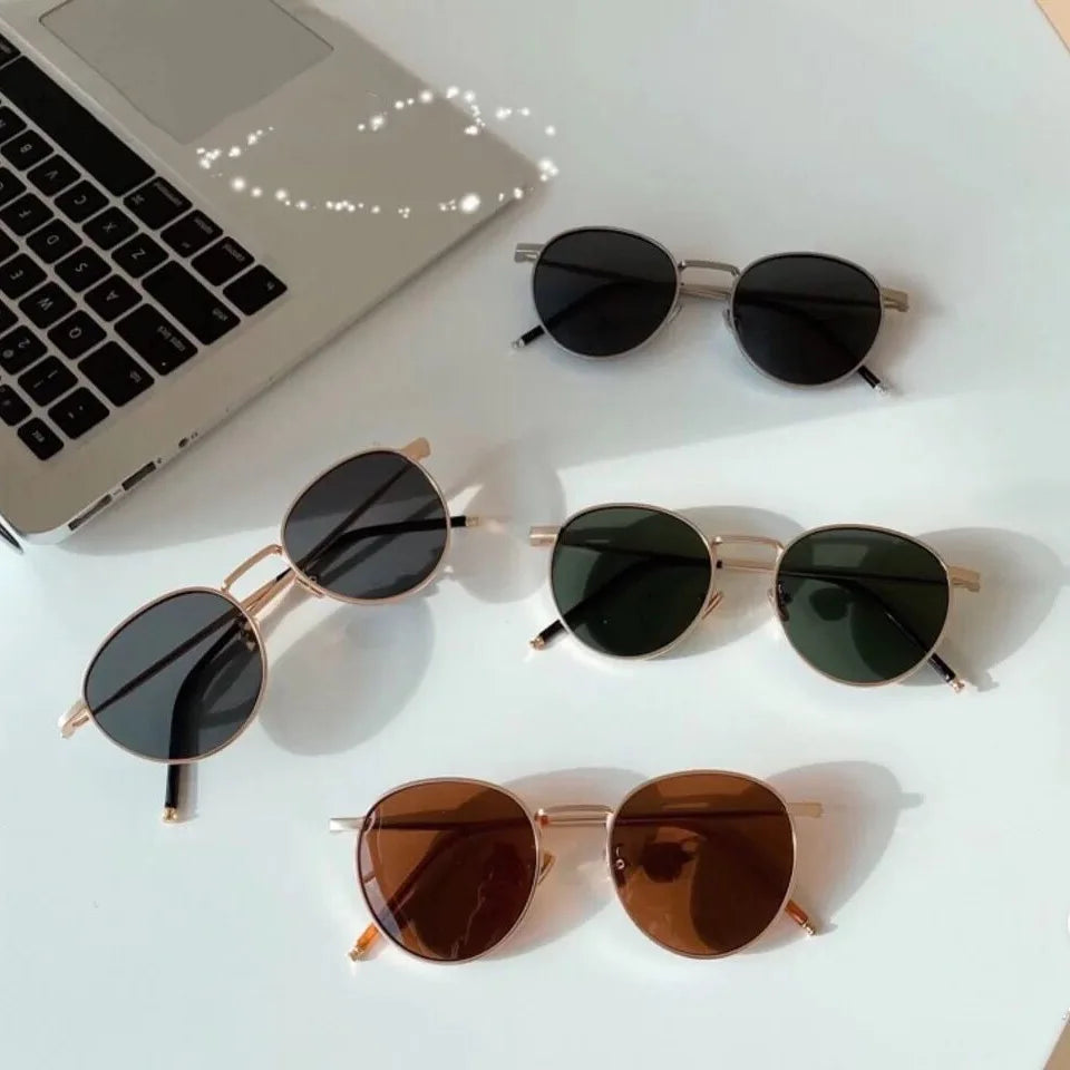 Wholesale Popular Korean Version Quality Fashion Personality Custom logo Women Shades Uv400 Simple Small Frame Round Sunglasses