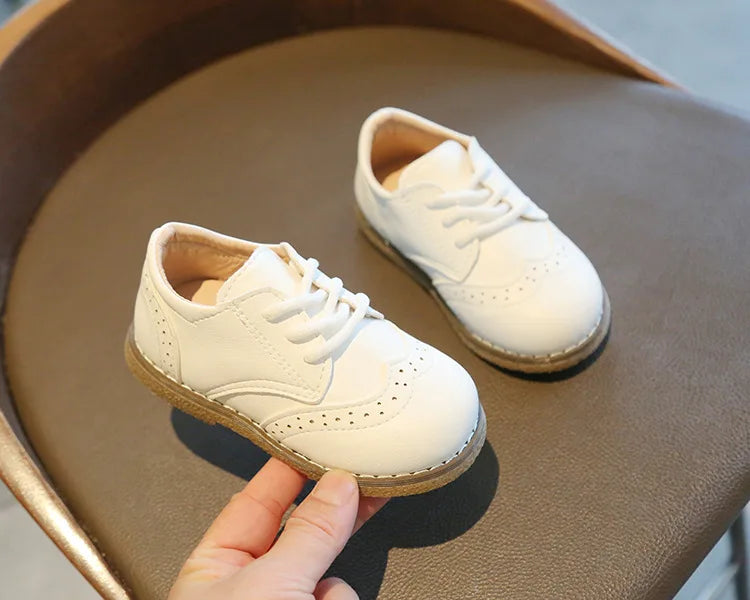 Meckior Kids Shoes Girl New Sneakers Baby Boy Girl Leather Shoes British Style Rubber Sole Baby Shoes Children's Dress Shoes