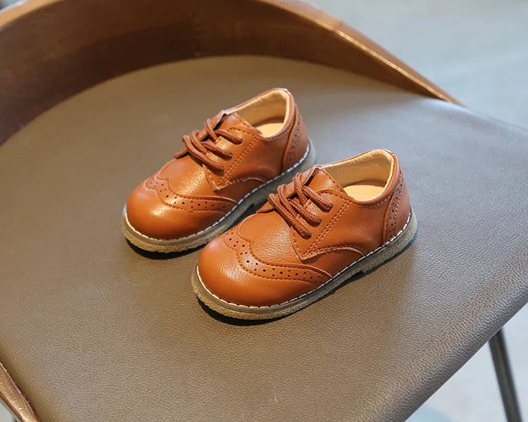 Meckior Kids Shoes Girl New Sneakers Baby Boy Girl Leather Shoes British Style Rubber Sole Baby Shoes Children's Dress Shoes
