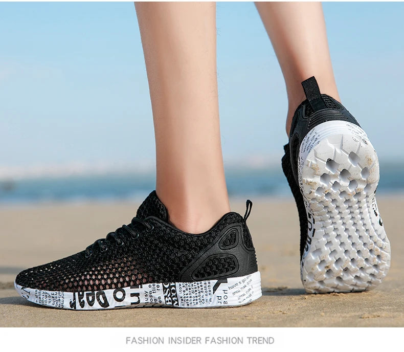Summer Lightweight Flat Sports Shoes for Men's Outdoor New Style Mesh Casual Men's Shoes Breathable Upstream Shoes Large Size