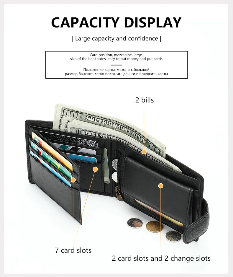 New Men Wallets Leather Card Holder High Quality Hasp Male Purses Long Genuine Leather Vintage Men Wallet Money Clips