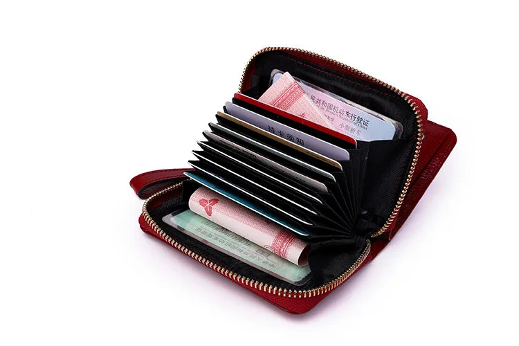 Short Genuine Leather Wallet Women Mini Real Leather Purse Floral Women Wallets Card Holder Female Purses