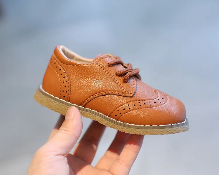 Meckior Kids Shoes Girl New Sneakers Baby Boy Girl Leather Shoes British Style Rubber Sole Baby Shoes Children's Dress Shoes