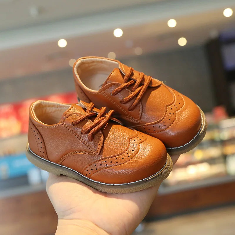 Meckior Kids Shoes Girl New Sneakers Baby Boy Girl Leather Shoes British Style Rubber Sole Baby Shoes Children's Dress Shoes