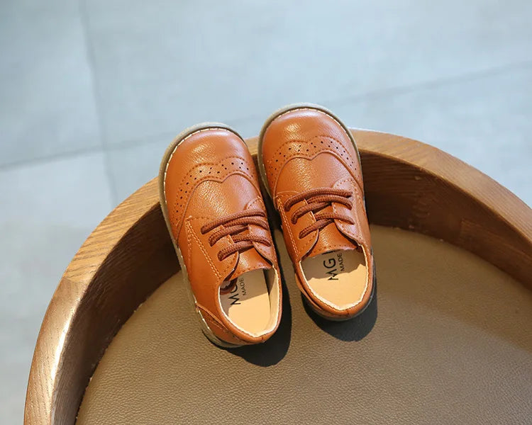Meckior Kids Shoes Girl New Sneakers Baby Boy Girl Leather Shoes British Style Rubber Sole Baby Shoes Children's Dress Shoes