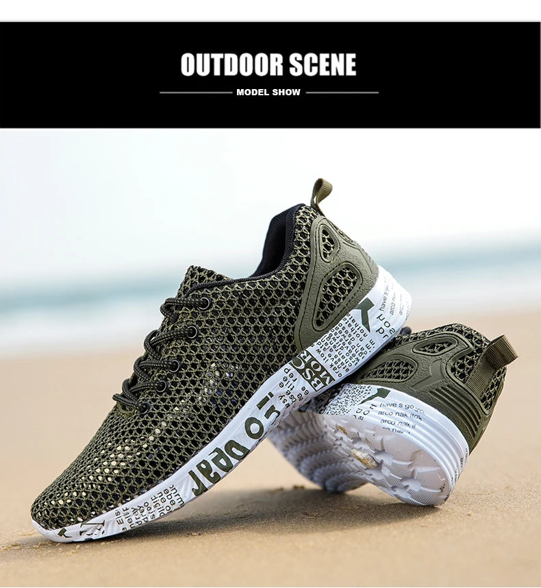 Summer Lightweight Flat Sports Shoes for Men's Outdoor New Style Mesh Casual Men's Shoes Breathable Upstream Shoes Large Size