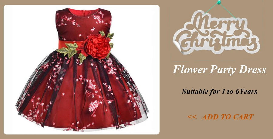 Children Clothing New Years Christmas Dress Vestidos Costume New Baby Girls Flower Wedding Party Dresses Bebes Fille Vestodos