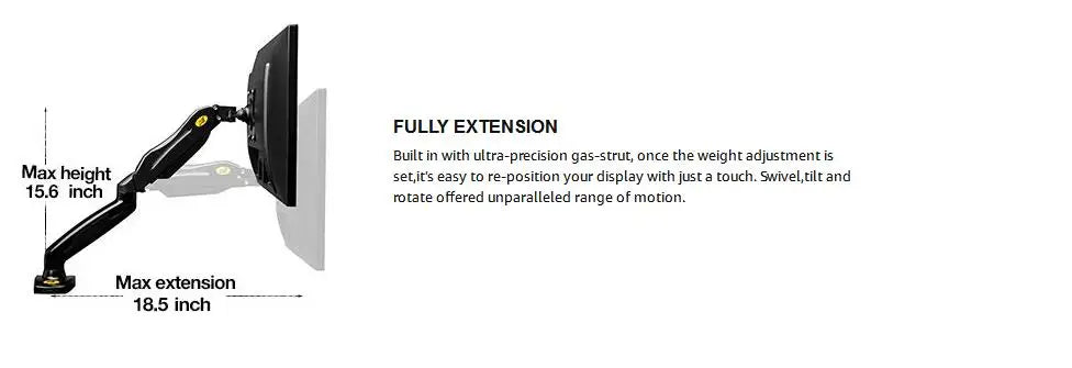 Adjustable PC Monitor Arm Support NB F80 Single Monitor Bracket Up To 30 Inches Computer Desk Mount Stand Adjustable Gas Spring