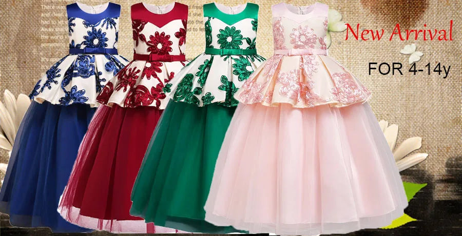 Children Clothing New Years Christmas Dress Vestidos Costume New Baby Girls Flower Wedding Party Dresses Bebes Fille Vestodos