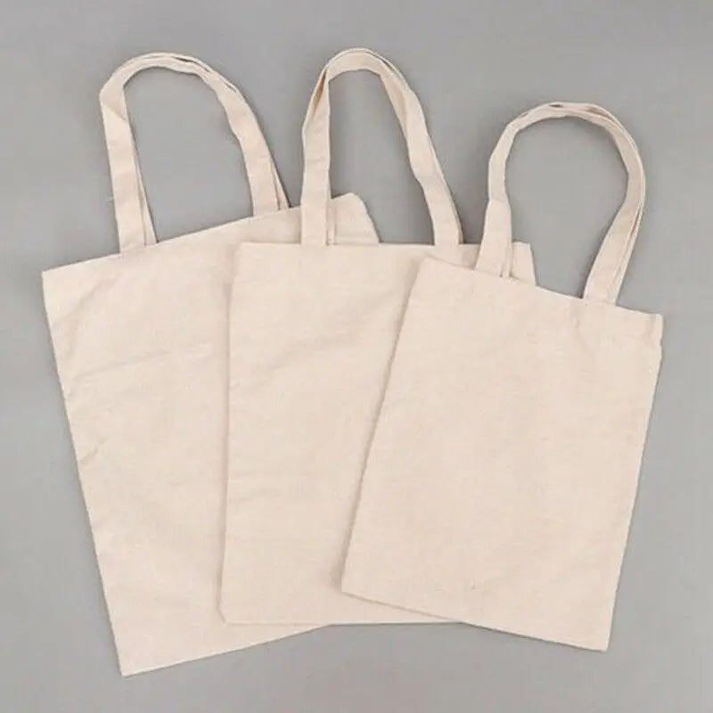 Creamy White Plain Shopping Shoulder Tote High Capacity Environmental Friendly Shopper Bags Cotton Canvas Bag Handbags Gifts