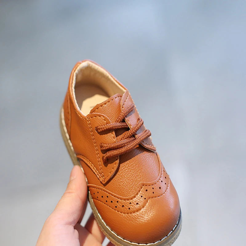 Meckior Kids Shoes Girl New Sneakers Baby Boy Girl Leather Shoes British Style Rubber Sole Baby Shoes Children's Dress Shoes