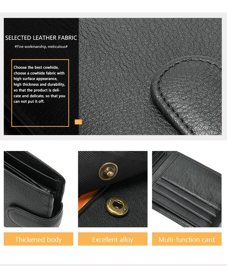 New Men Wallets Leather Card Holder High Quality Hasp Male Purses Long Genuine Leather Vintage Men Wallet Money Clips