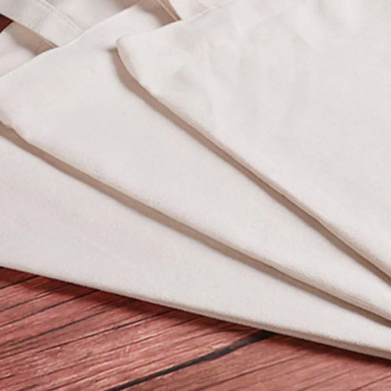 Creamy White Plain Shopping Shoulder Tote High Capacity Environmental Friendly Shopper Bags Cotton Canvas Bag Handbags Gifts