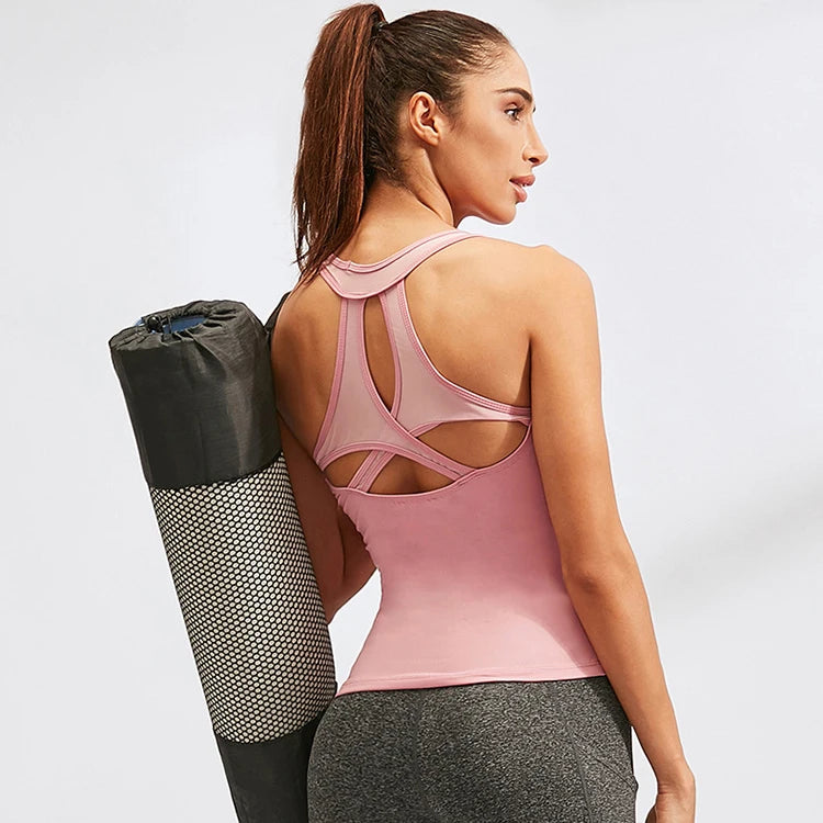 Women Yoga Vest Sexy Back Hollow Gym Sleeveless Shirt Fitness Sport Tops Quick Dry Breathable Pilate Running Singlet Custom Logo