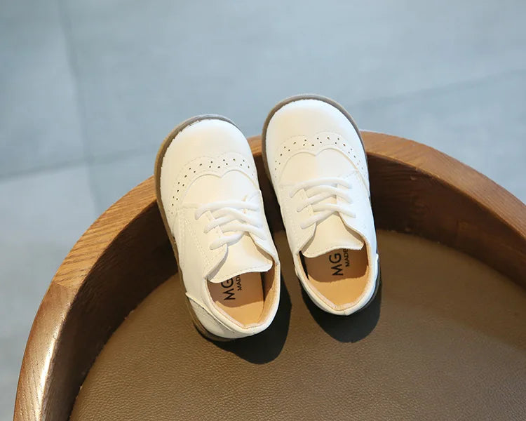 Meckior Kids Shoes Girl New Sneakers Baby Boy Girl Leather Shoes British Style Rubber Sole Baby Shoes Children's Dress Shoes