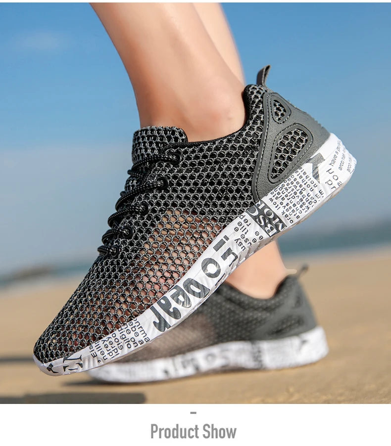 Summer Lightweight Flat Sports Shoes for Men's Outdoor New Style Mesh Casual Men's Shoes Breathable Upstream Shoes Large Size