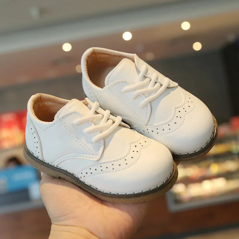 Meckior Kids Shoes Girl New Sneakers Baby Boy Girl Leather Shoes British Style Rubber Sole Baby Shoes Children's Dress Shoes