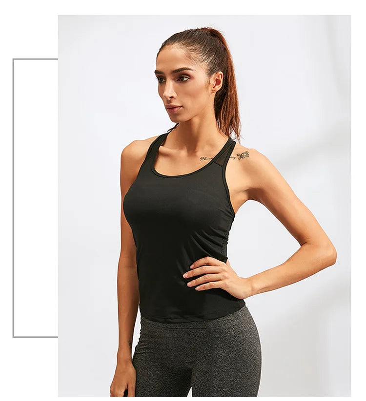Women Yoga Vest Sexy Back Hollow Gym Sleeveless Shirt Fitness Sport Tops Quick Dry Breathable Pilate Running Singlet Custom Logo