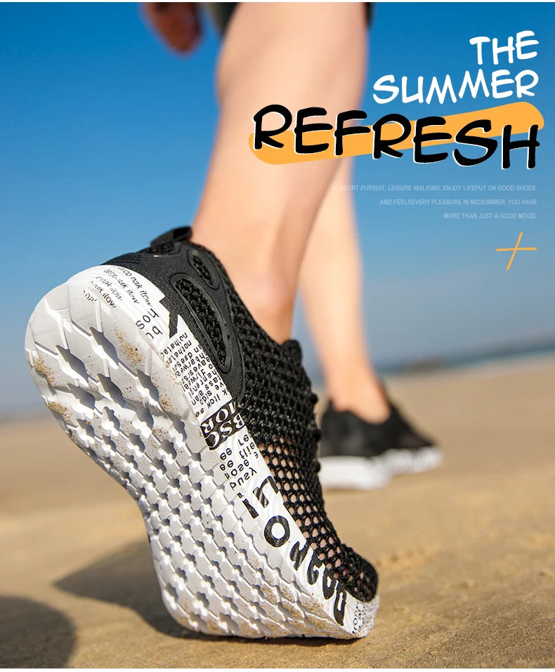 Summer Lightweight Flat Sports Shoes for Men's Outdoor New Style Mesh Casual Men's Shoes Breathable Upstream Shoes Large Size