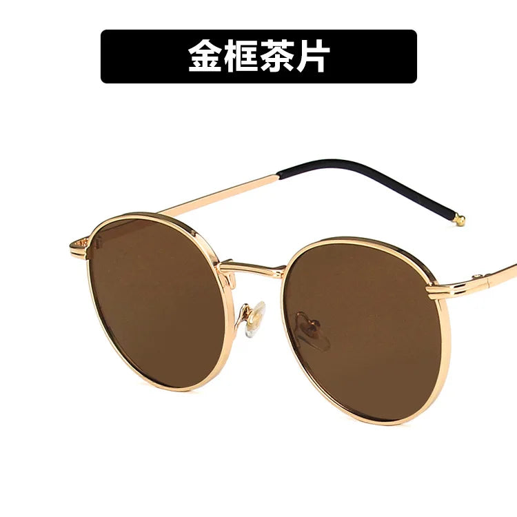 Wholesale Popular Korean Version Quality Fashion Personality Custom logo Women Shades Uv400 Simple Small Frame Round Sunglasses