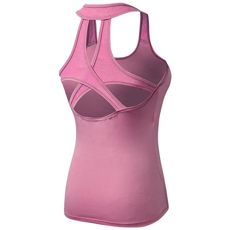Women Yoga Vest Sexy Back Hollow Gym Sleeveless Shirt Fitness Sport Tops Quick Dry Breathable Pilate Running Singlet Custom Logo