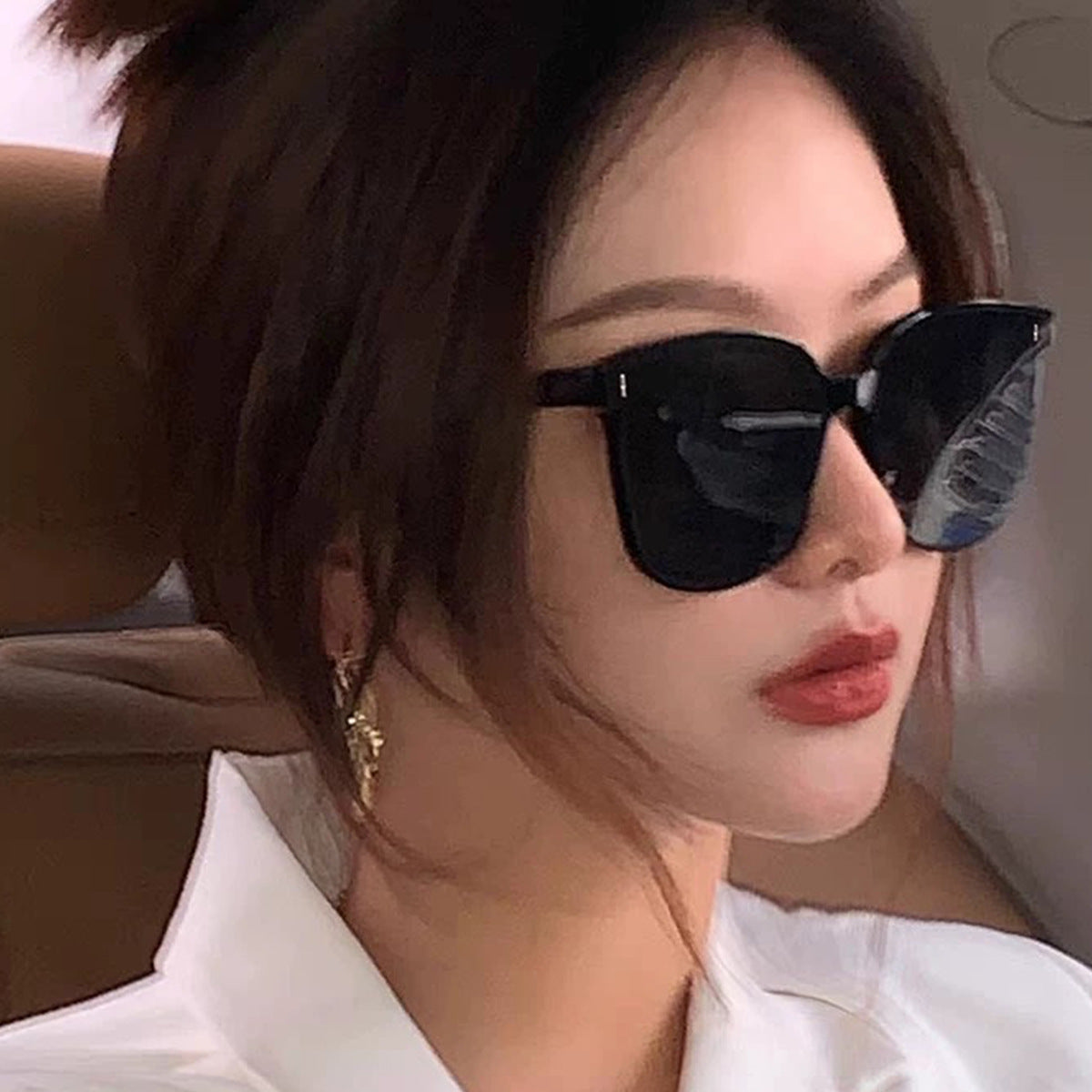 New Gm Sunglasses with Large Frames That Make the Face Look Smaller, Korean Style Trendy Ins Black Frame Internet Celebrity Style Street Style Popular Sunglasses for Women