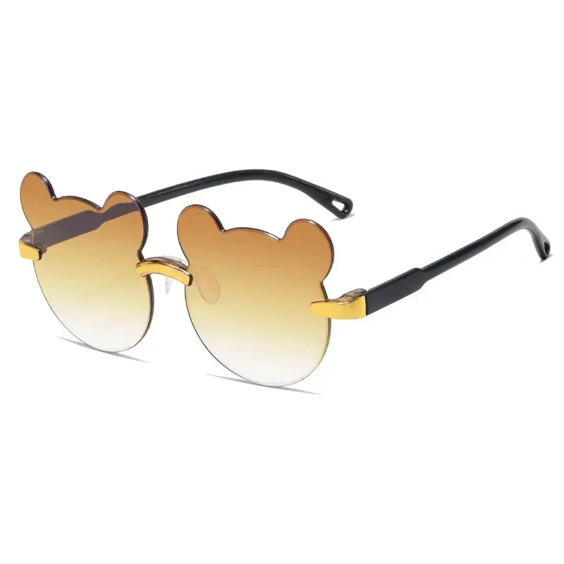 Kids Sun Sunglasses Bear Shape Cartoon Children Glasses Rimless UV400 Child Eyeglasses Outdoor Anti-Glare Girls Boys Sunglasses