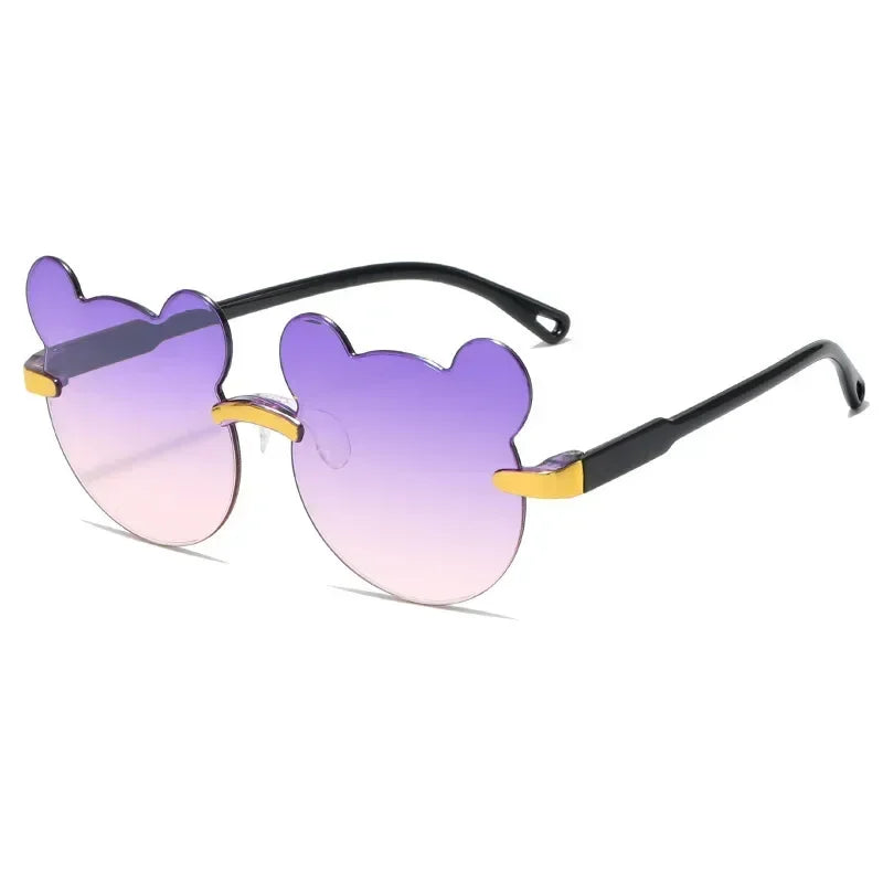Kids Sun Sunglasses Bear Shape Cartoon Children Glasses Rimless UV400 Child Eyeglasses Outdoor Anti-Glare Girls Boys Sunglasses