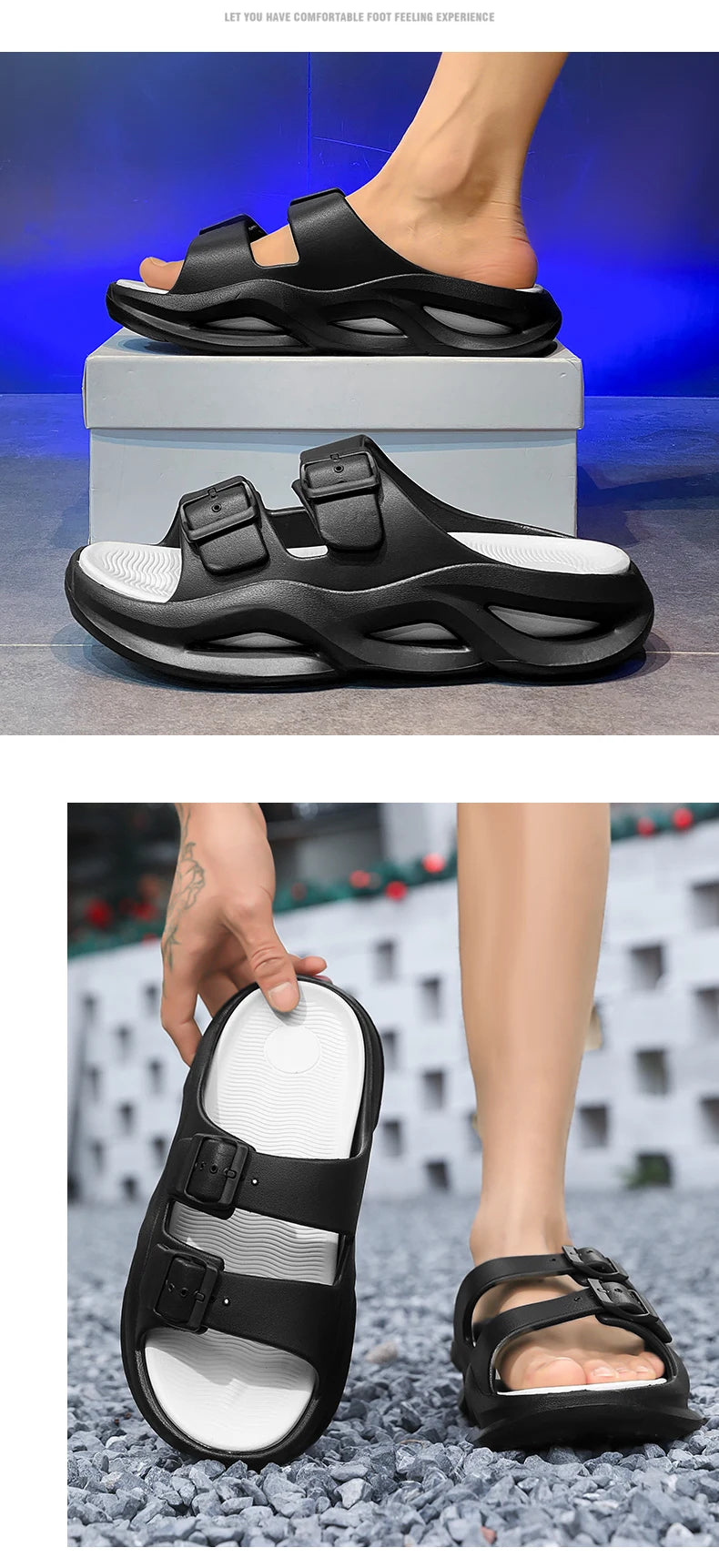 Slippers summer new breathable men's casual outdoor beach shoes classic slippers soft-sole non-slip comfort thick-sole sandals