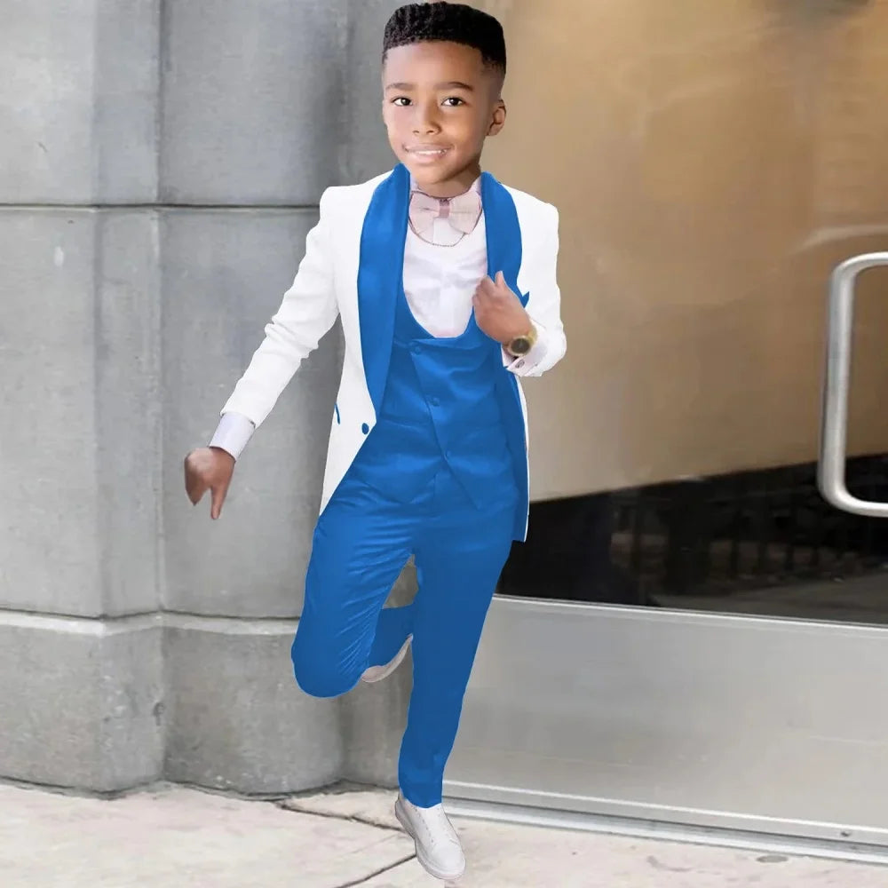 Children Photograph Suit Boys Wedding Kids Tuxedo Evening Party Wear Teenager Graduation Birthday Costume Blazer+Vest+Pant