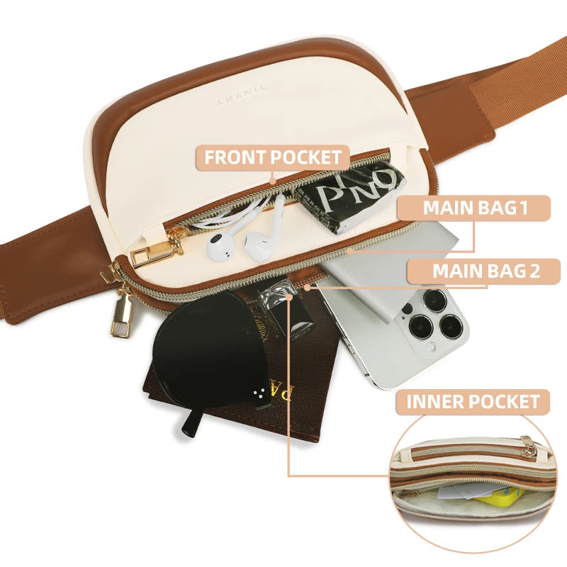 TINYAT 2025 Bohemian Lightweight Waist Bag Woman Fanny Pack Boho Crossbody Bag for Ladies Music Festival Travel Going Out
