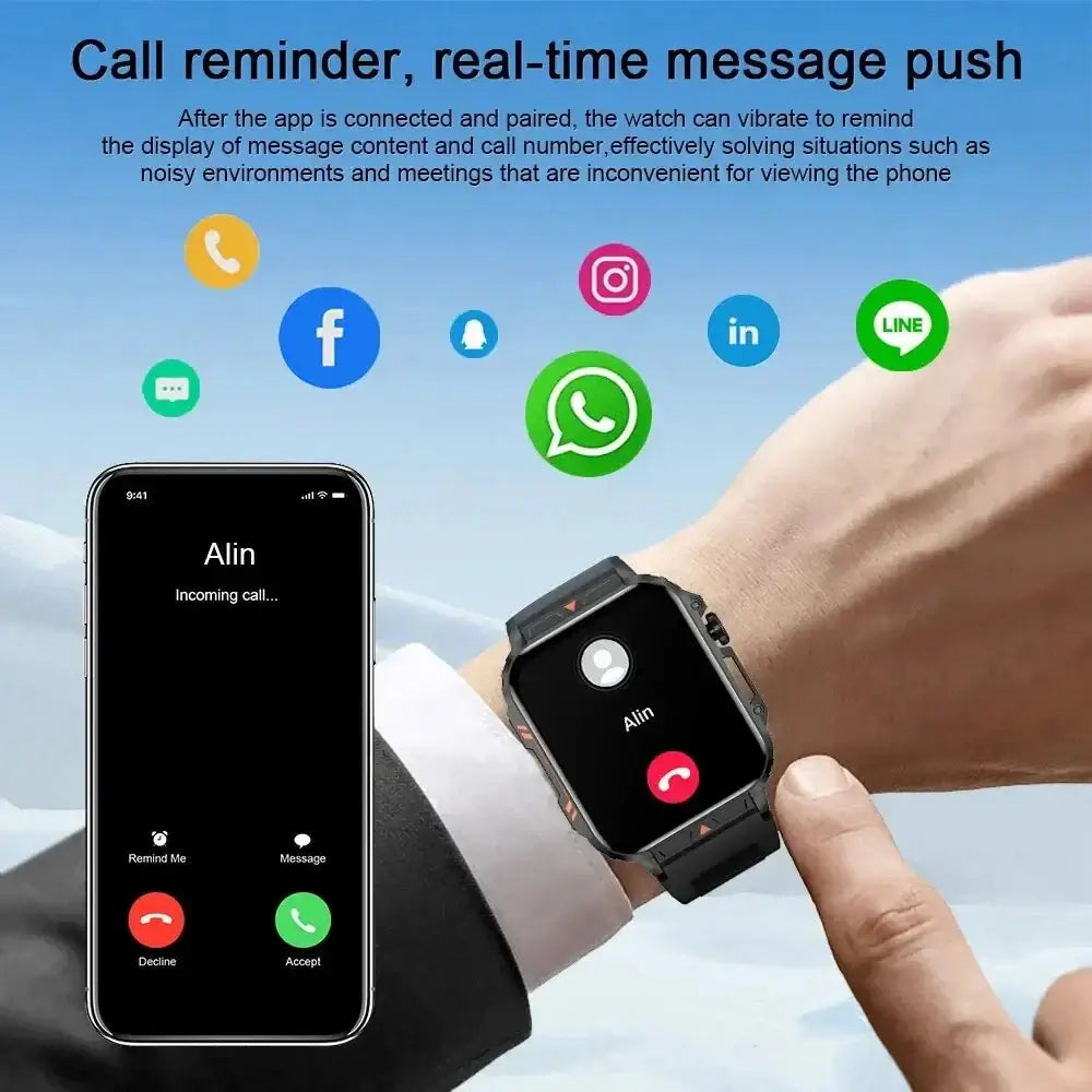 New Smartwatch 1.95 Inch Screen Health Monitoring Watches Android IOS IP68 Waterproof  Sport Fitness Smart Watch For Men Women
