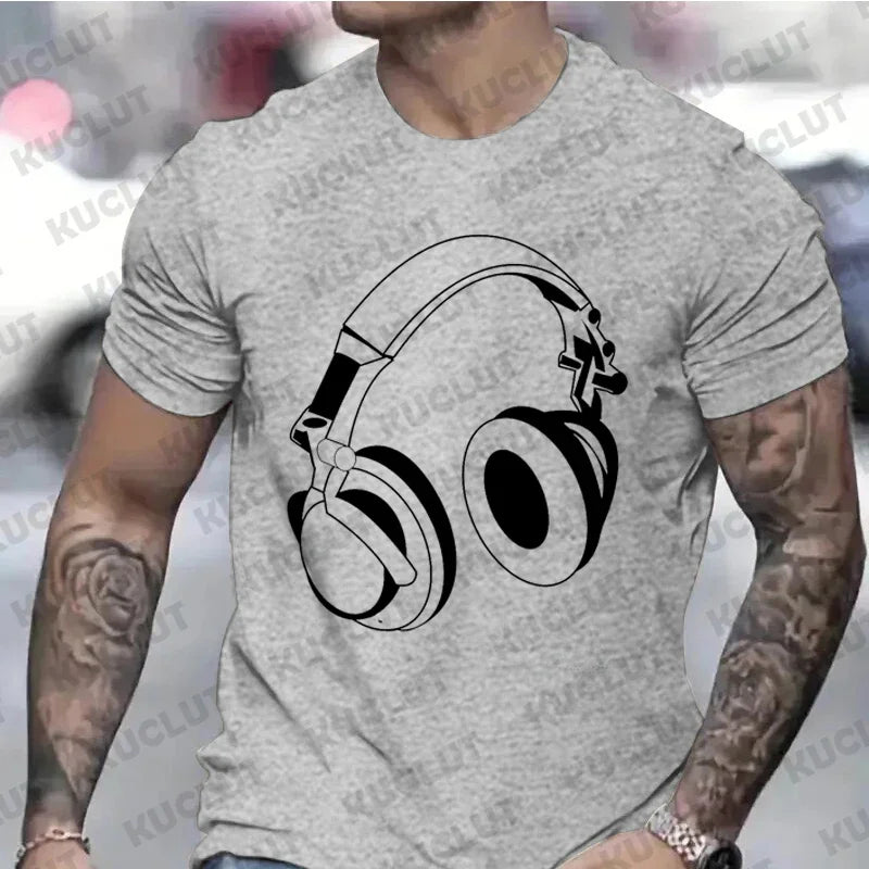 2026 New T Shirts for Men Headphones Graphic Tee Unisex Mens T Shirt Music DJ Graphic T-shirts Gift T Shirt Clothing for Clothes