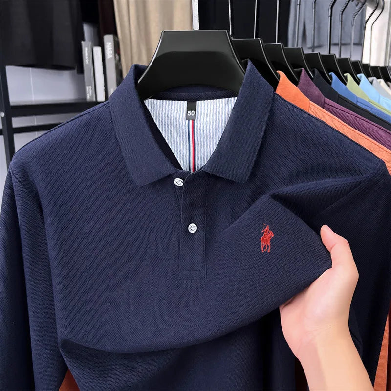 100 cotton high-end brand long sleeve polo