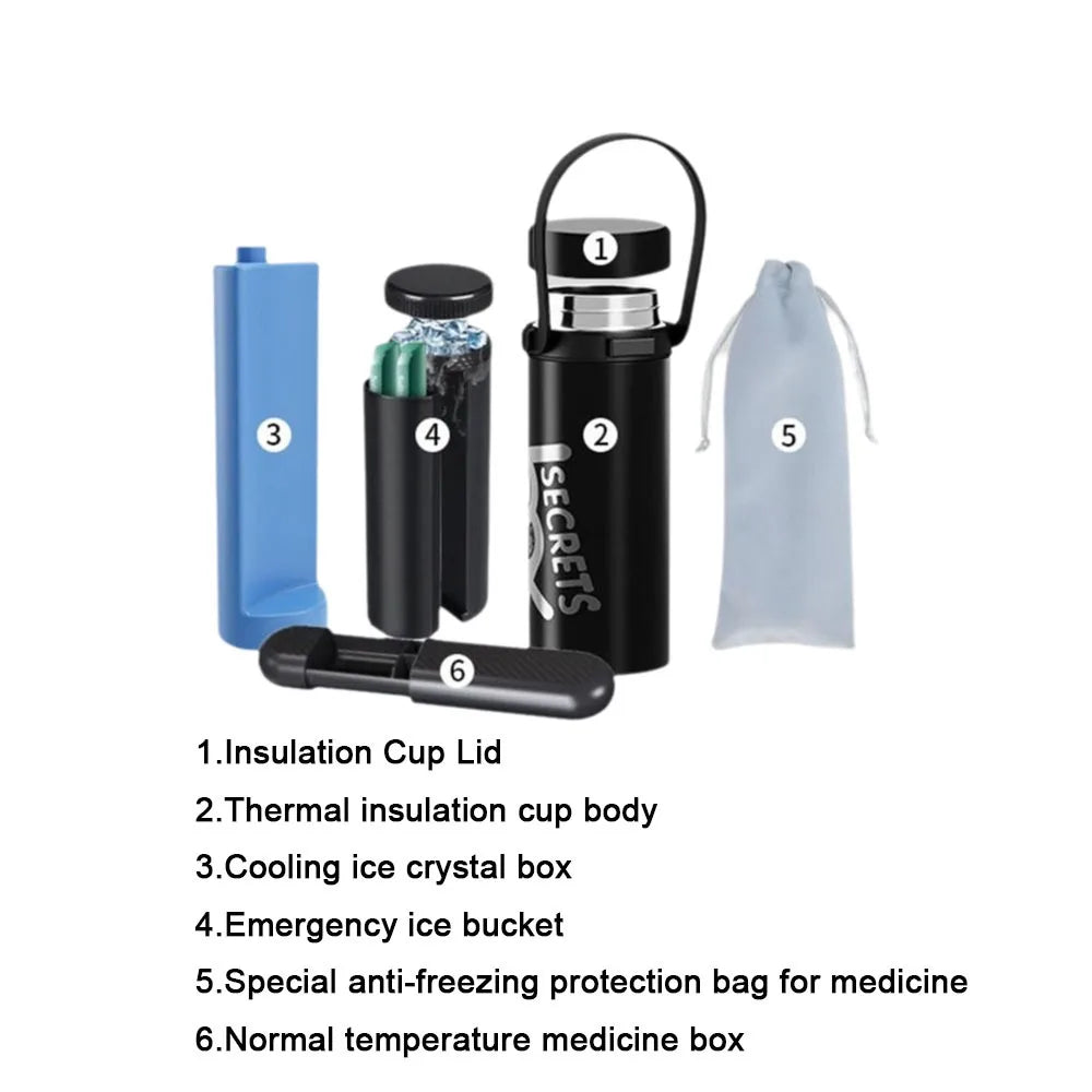 Rechargeable Insulin Refrigerated Cup Portable Design Large Capacity Medicine Refrigerator Cup LCD Digital Display
