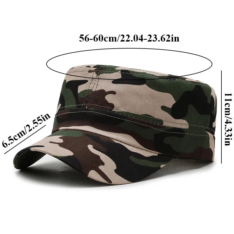 Camouflage Flat Cap Snapback Hat Adjustable Classic Fashion Soldier Sunshade Sun Hats Summer Hunting Hiking Outdoor Sun Caps