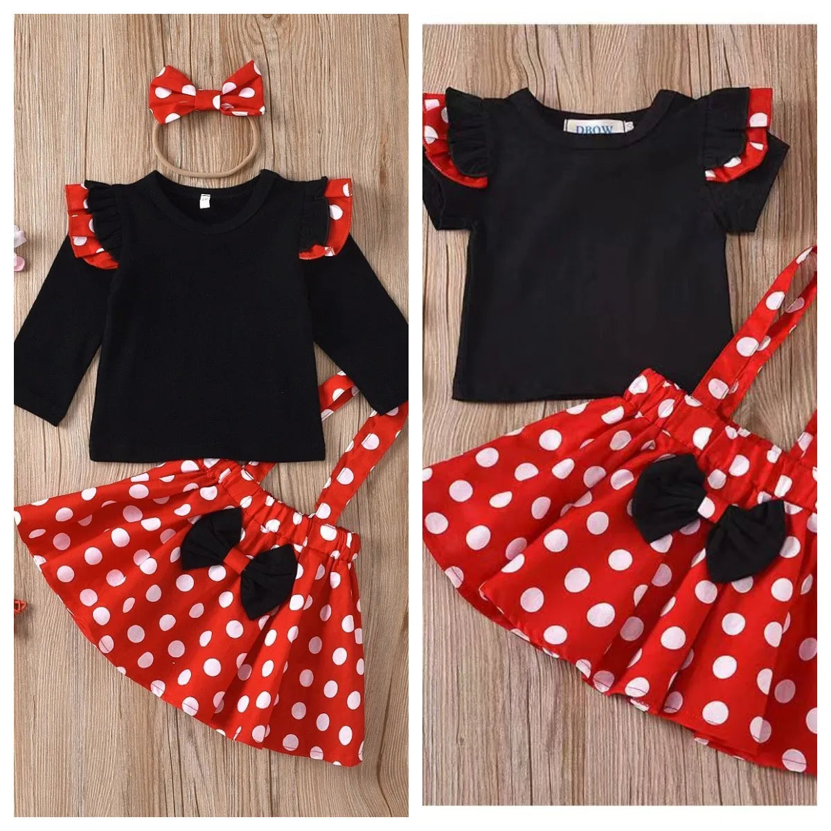 1-5 Years Children Outfit Baby Clothing Set Girl Summer Birthday Costume Kids Dots Tops Skirt Cosplay Dress with Headband