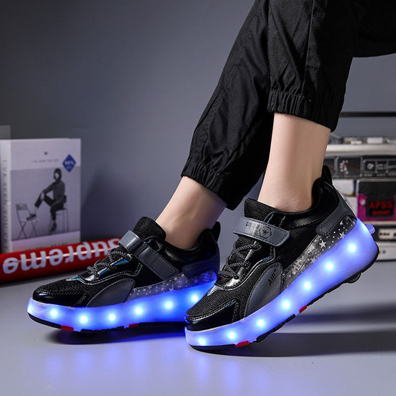 Kids Roller Skate Shoes Fashion Outdoor Skating Sneakers Boys Girls 4 Wheels Skates Footwear Toys Birthday Gift With Led Light