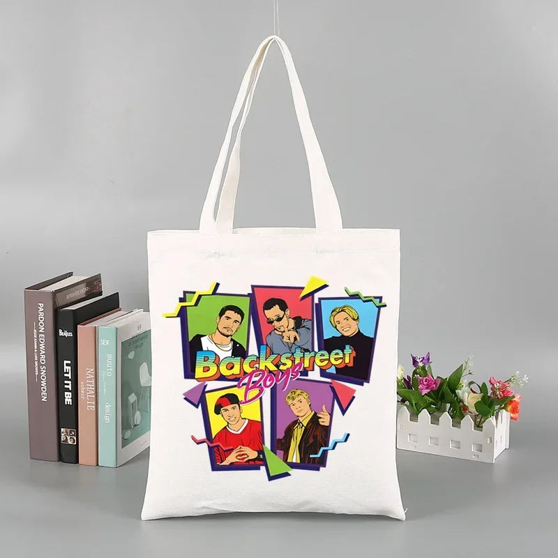 Backstreet Boys World BSB Music Band Ulzzang Shopping Bag Grocery Handbag Bolsas De Tela Tote Bolsa Shopping Bag Tote Fabric