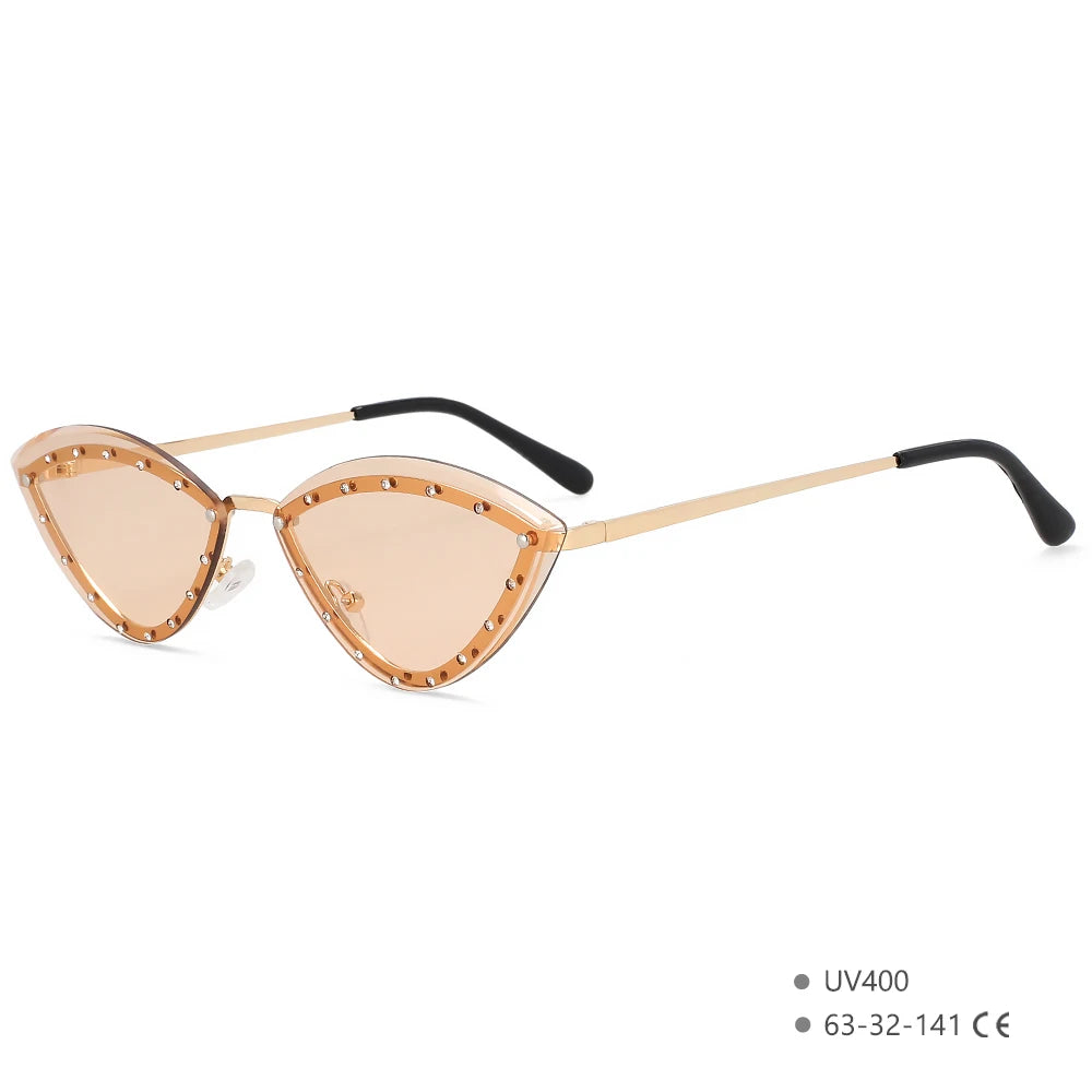 55554 Luxury Rimless Sunglasses Women Diamond  Triangular Sun Glasses Brand Designer Shades Uv400 Fashion Eyewear