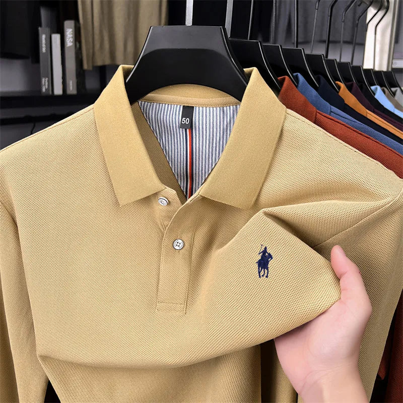 100 cotton high-end brand long sleeve polo